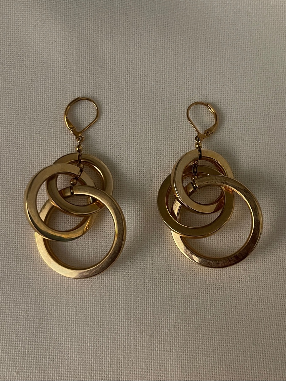 Gold Multi-Ring Drop Earrings - Elegant Women's Jewelry
